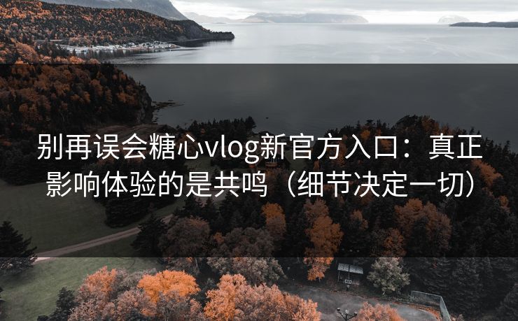 别再误会糖心vlog新官方入口：真正影响体验的是共鸣（细节决定一切）