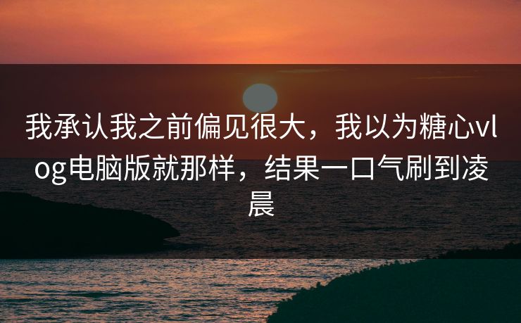 我承认我之前偏见很大，我以为糖心vlog电脑版就那样，结果一口气刷到凌晨
