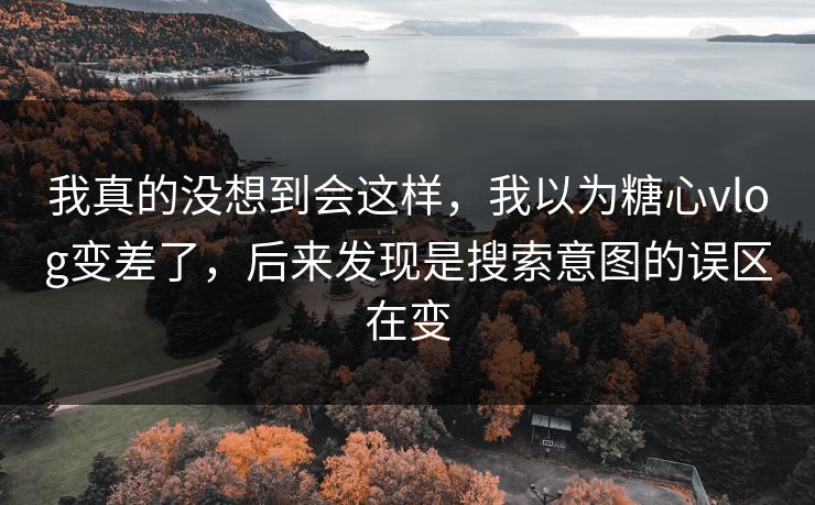我真的没想到会这样，我以为糖心vlog变差了，后来发现是搜索意图的误区在变