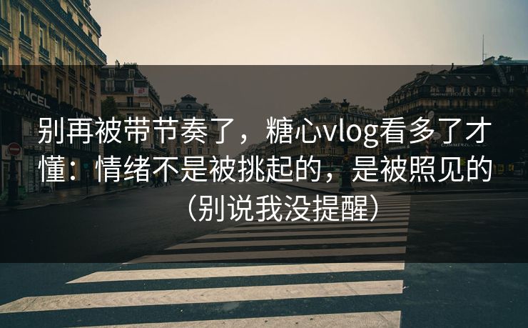 别再被带节奏了，糖心vlog看多了才懂：情绪不是被挑起的，是被照见的（别说我没提醒）
