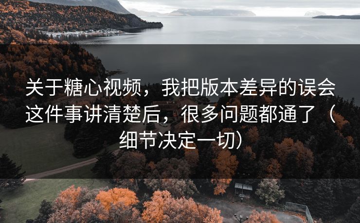 关于糖心视频，我把版本差异的误会这件事讲清楚后，很多问题都通了（细节决定一切）