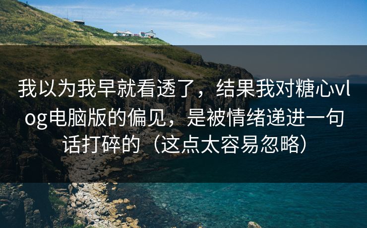 我以为我早就看透了，结果我对糖心vlog电脑版的偏见，是被情绪递进一句话打碎的（这点太容易忽略）
