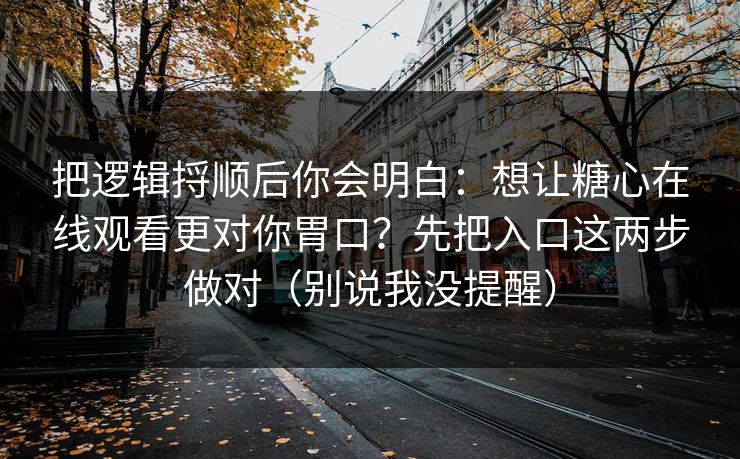 把逻辑捋顺后你会明白：想让糖心在线观看更对你胃口？先把入口这两步做对（别说我没提醒）